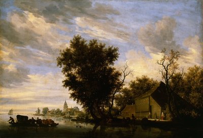 Escena de río con ferry de Salomon van Ruisdael or Ruysdael